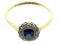 Edwardian 18ct & Platinum, Sapphire & Diamond Oval Cluster Ring