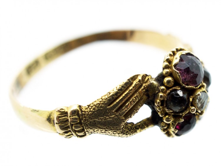 Late Georgian 15ct Gold Gem Set Token of Affection Ring