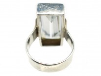 Large Rectangular Rock Crystal Silver Ring