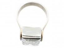 Large Rectangular Rock Crystal Silver Ring