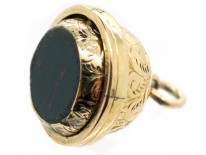 9ct Gold Victorian Revolving Globe Shaped Pendant with Bloodstone Seal