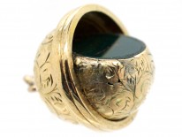 9ct Gold Victorian Revolving Globe Shaped Pendant with Bloodstone Seal