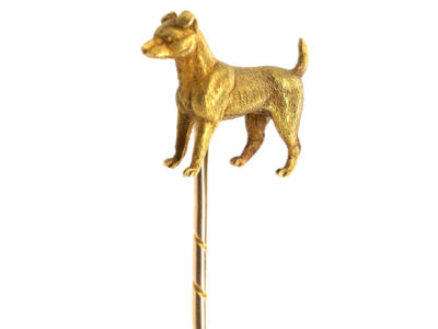 Edwardian 15ct Gold Jack Russell Terrier Tie Pin