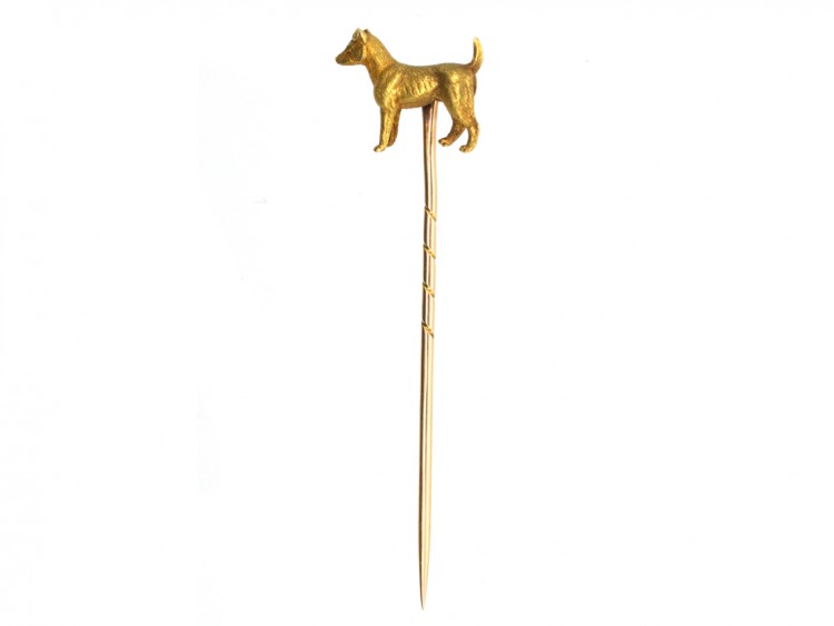Edwardian 15ct Gold Jack Russell Terrier Tie Pin
