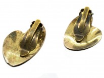 Silver Gilt Green Enamel Lily Pad Earrings by Finn Jensen