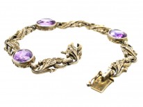 Edwardian Silver, Amethyst & Pearl Bracelet