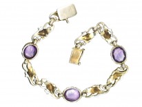 Edwardian Silver, Amethyst & Pearl Bracelet