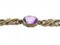 Edwardian Silver, Amethyst & Pearl Bracelet