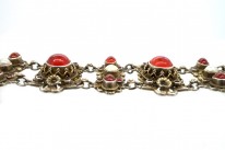 Austro-Hungarian Silver Bracelet set with Carnelians, Pearls & Garnets