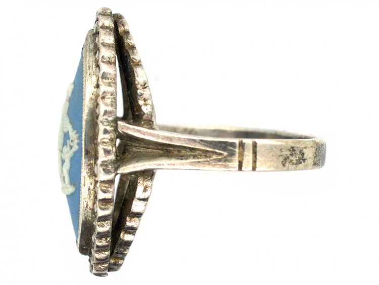 Silver & Marcasite Marquise Shaped Wedgwood Ring