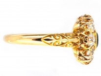 Edwardian 18ct Gold Diamond & Sapphire Cluster Ring