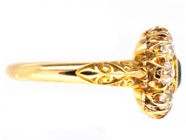 Edwardian 18ct Gold Diamond & Sapphire Cluster Ring