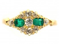 Edwardian 18ct Gold Emerald & Diamond Ring