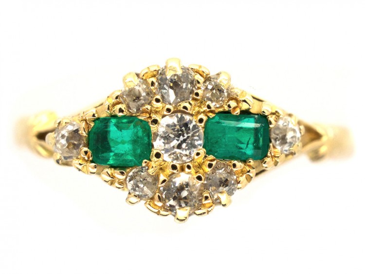 Edwardian 18ct Gold Emerald & Diamond Ring