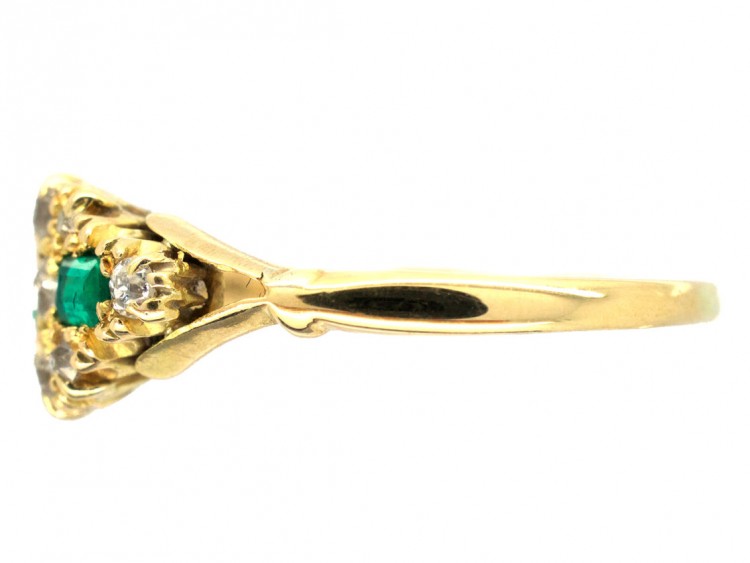 Edwardian 18ct Gold Emerald & Diamond Ring