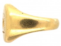 Victorian 18ct Gold Signet Ring with Lion's Head & Laurel Leaves Intaglio