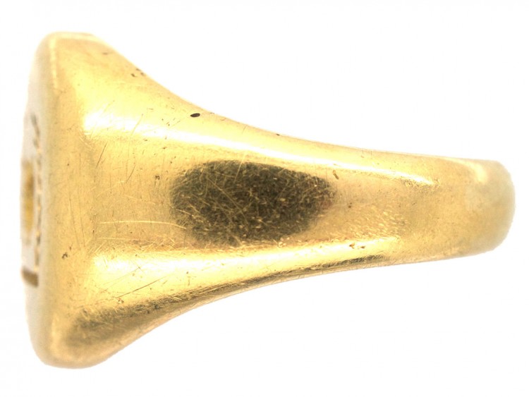 Victorian 18ct Gold Signet Ring with Lion's Head & Laurel Leaves Intaglio