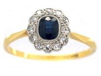 Edwardian 18ct & Platinum, Sapphire & Diamond Oval Cluster Ring