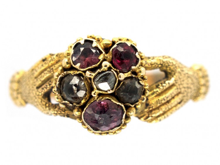 Late Georgian 15ct Gold Gem Set Token of Affection Ring