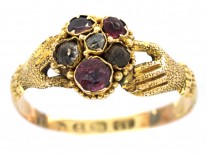 Late Georgian 15ct Gold Gem Set Token of Affection Ring