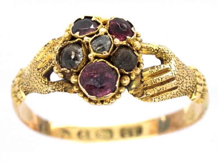 Late Georgian 15ct Gold Gem Set Token of Affection Ring