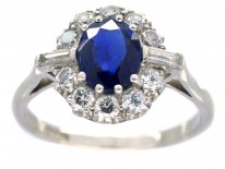 Art Deco Platinum, Diamond & Sapphire Ring