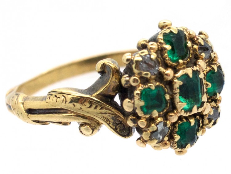 Georgian 18ct Gold, Emerald & Diamond Ring