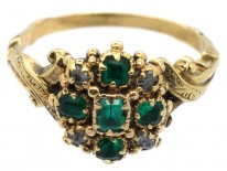 Georgian 18ct Gold, Emerald & Diamond Ring