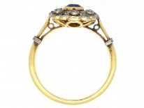 Edwardian 18ct Gold, Sapphire & Diamond Cluster Ring