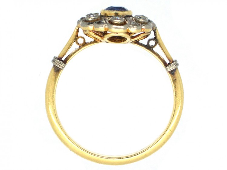 Edwardian 18ct Gold, Sapphire & Diamond Cluster Ring
