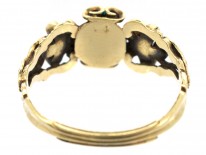 Late Georgian 15ct Gold, Ruby & Emerald Double Pansy Ring with Central Ruby