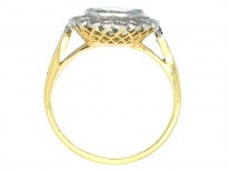 Edwardian 18ct Gold & Platinum, Diamond & Aquamarine Cluster Ring
