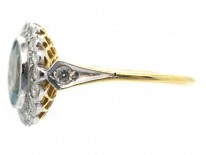 Edwardian 18ct Gold & Platinum, Diamond & Aquamarine Cluster Ring