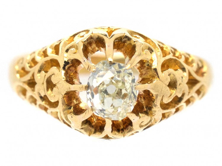 Victorian 18ct Gold & Old Mine Cut Diamond Ring