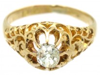Victorian 18ct Gold & Old Mine Cut Diamond Ring