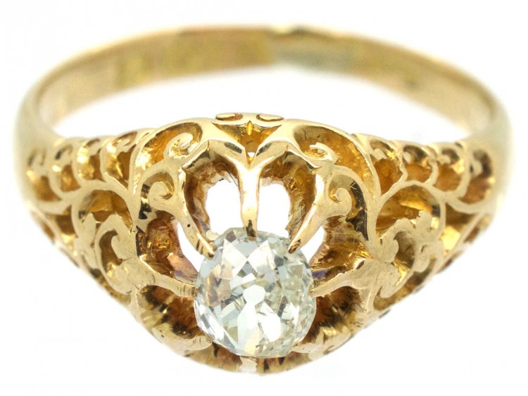 Victorian 18ct Gold & Old Mine Cut Diamond Ring