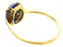 18ct Gold & Platinum Art Deco Sapphire & Diamond Octagonal Ring