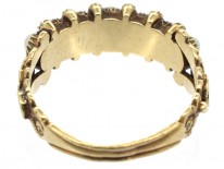 Georgian 18ct Gold Natural Split Pearls & Rubies Ring