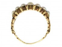 Georgian 18ct Gold Natural Split Pearls & Rubies Ring