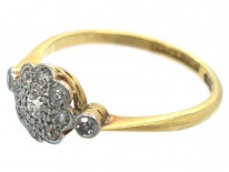 18ct Gold & Platinum Edwardian Diamond Cluster Ring with Diamond Shoulders