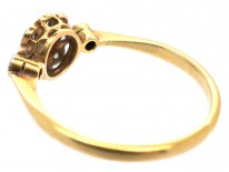 18ct Gold & Platinum Edwardian Diamond Cluster Ring with Diamond Shoulders