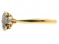18ct Gold & Platinum Edwardian Diamond Cluster Ring with Diamond Shoulders