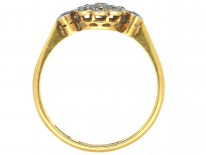 18ct Gold & Platinum Edwardian Diamond Cluster Ring with Diamond Shoulders