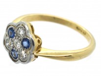 Art Deco 18ct, Platinum, Sapphire & Diamond Cluster Ring