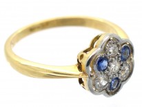 Art Deco 18ct, Platinum, Sapphire & Diamond Cluster Ring