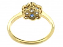 Art Deco 18ct, Platinum, Sapphire & Diamond Cluster Ring