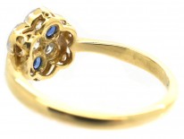 Art Deco 18ct, Platinum, Sapphire & Diamond Cluster Ring