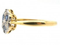 Art Deco 18ct, Platinum, Sapphire & Diamond Cluster Ring