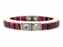 Art Deco 18ct White Gold , Diamond & Ruby Eternity Ring