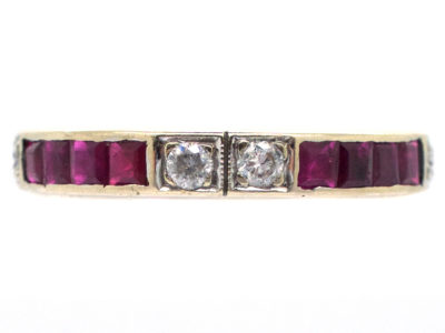 Art Deco 18ct White Gold , Diamond & Ruby Eternity Ring